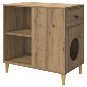 vidaXL Kattenhuis Ambachtelijk eiken 72 x 42,5 x 70 cm Bewerkt hout