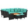 vidaXL Meubelsets 8 st Zwart en Turquoise PE Rattan