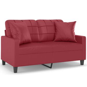 vidaXL Tweezitsbank met sierkussens 120 cm kunstleer wijnrood