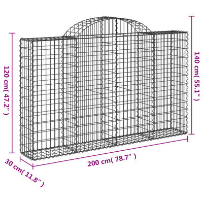 vidaXL Schanskorven 18 st gewelfd 200x30x120/140 cm ijzer