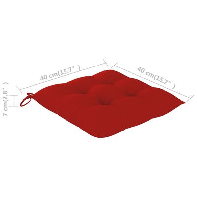 vidaXL Stoelkussens 2 st 40x40x7 cm stof rood