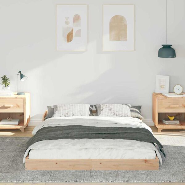vidaXL Bedframe Bruin 140 x 190 cm Massief grenenhout