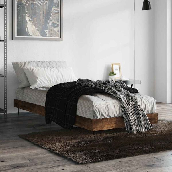 vidaXL Bedframe zonder matras hout gerookt eikenkleurig 75x190 cm