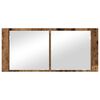 vidaXL LED Spiegelkast met plank Oudhout 100 x 12 x 45 cm Bewerkt hout