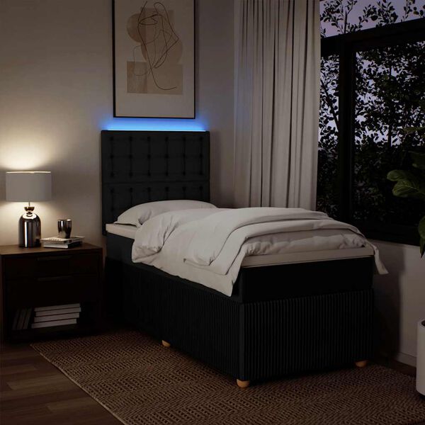 vidaXL Boxspring met matras stof zwart 90x200 cm