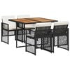 vidaXL 5-delige Tuinset met kussens poly rattan zwart