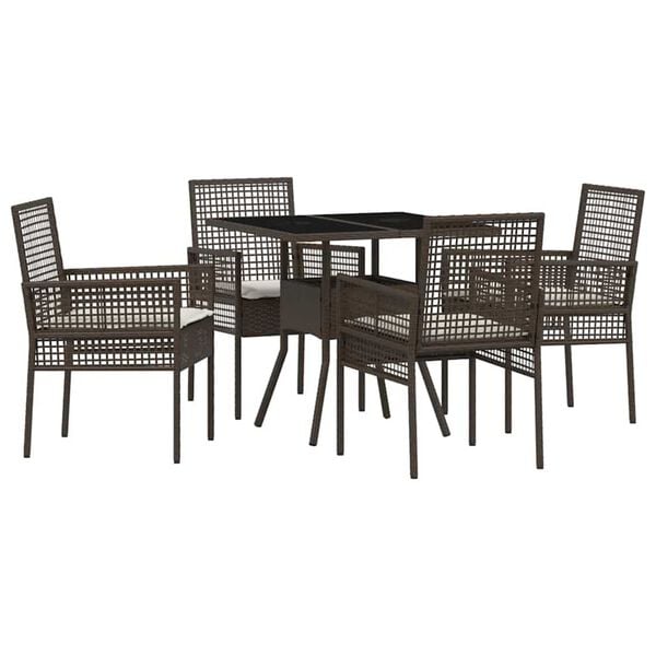 vidaXL Tuin eettafelset 5 pcs Bruin poly rattan