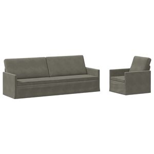 vidaXL Bankstel 2 pcs Lichtgrijs Katoen Stof