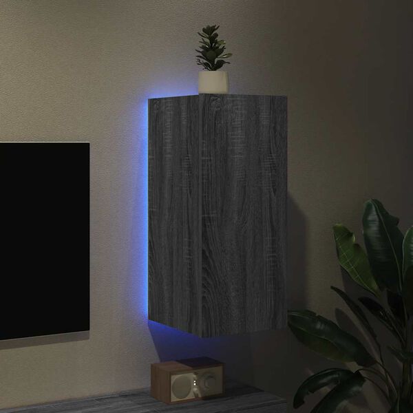 vidaXL Tv-wandmeubel met LED-verlichting 30,5x35x70 cm grijs sonoma