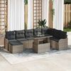 vidaXL Tuin Sofa Set met kussen met opslag 9 pcs Grijs Poly riet