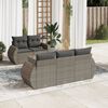 vidaXL 6-delige Loungeset met kussens poly rattan grijs