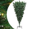 vidaXL Ondersteboven Kunstkerstboom met Ballenset Groen 210 cm PVC
