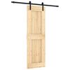 vidaXL Schuifdeur Naturel en Zwart 70 x 210 cm Massief Grenenhout