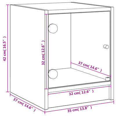 vidaXL Nachtkastjes met glazen deuren 2 st 35x37x42 cm wit