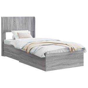 vidaXL Bedframe met opbergruimte en hoofdbord Grijs Sonoma 75 x 190 cm