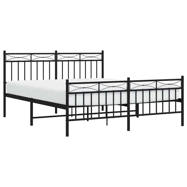 vidaXL Bedframe met hoofd- en voeteneinde metaal zwart 150x200 cm