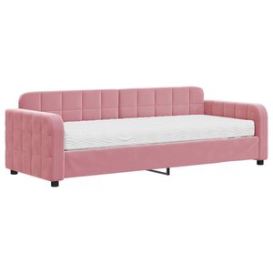 vidaXL Slaapbank met matras 80x200 cm fluweel roze