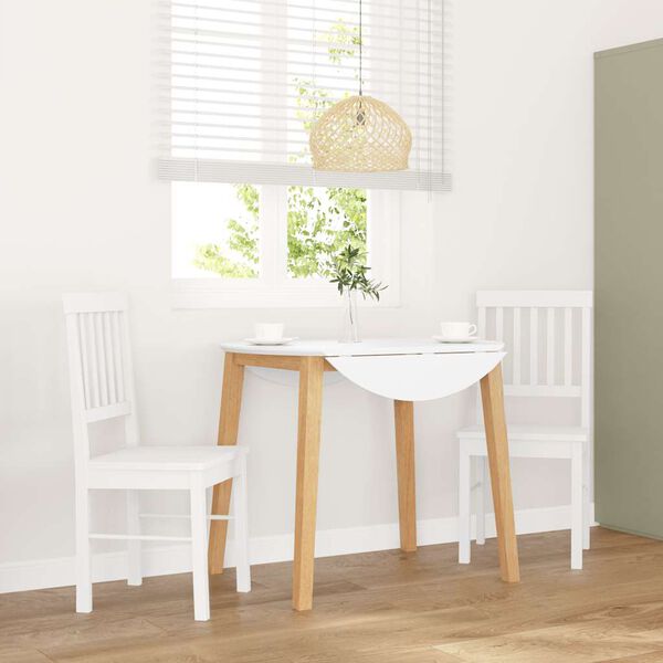 vidaXL Eetkamerstoelen met kussens 2 st massief hout rubber wit