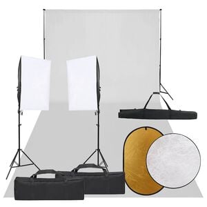 vidaXL Fotostudioset met verlichtingsset, achtergrond en reflector