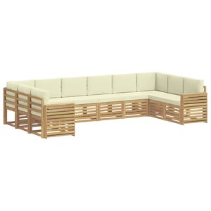 vidaXL Buiten bankenset 10 st Wit en cr&egrave;mekleurig Polyester