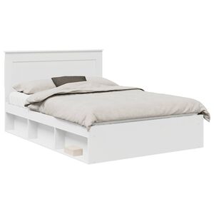 vidaXL Bedframe met hoofdeinde Wit 150 x 200 cm Massief grenenhout
