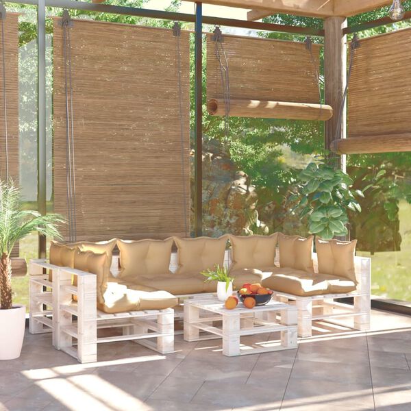 vidaXL 7-delige Loungeset pallet met kussens ge&iuml;mpregneerd grenenhout