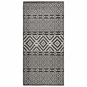 vidaXL Buitenkleed met patroon platgeweven 100x200 cm zwart