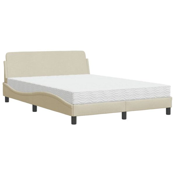 vidaXL Bed met matras "Dover" stof cr&egrave;mekleurig 140x190 cm