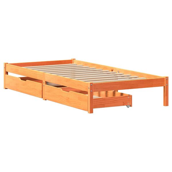 vidaXL Bedframe zonder matras massief grenenhout wasbruin 90x190 cm