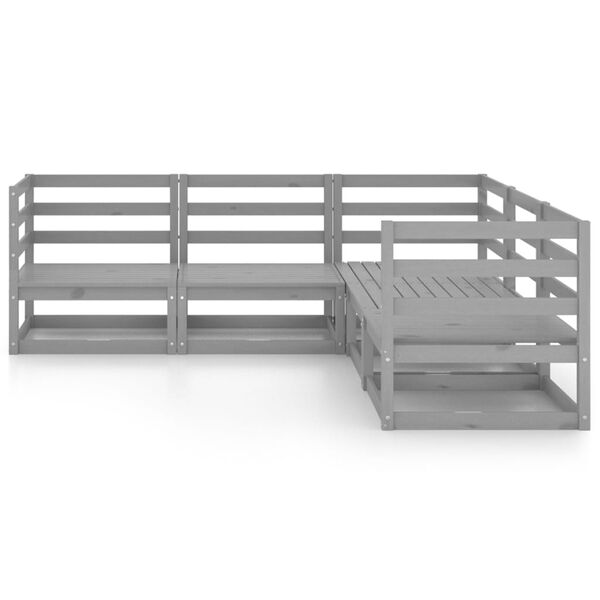 vidaXL 5-delige Loungeset massief grenenhout grijs