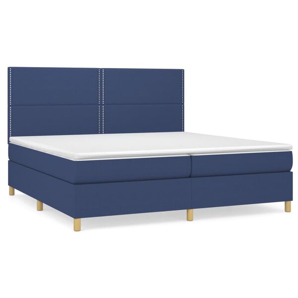 vidaXL Boxspring met matras stof blauw 200x200 cm