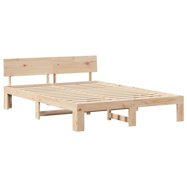 vidaXL Bedframe met hoofdeinde Naturel 150 x 200 cm Massief grenenhout