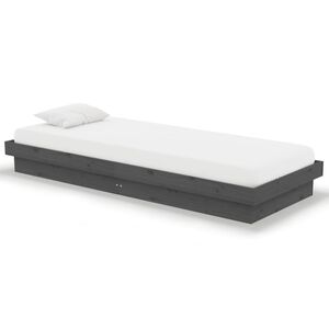 vidaXL Bedframe massief hout grijs 75x190 cm