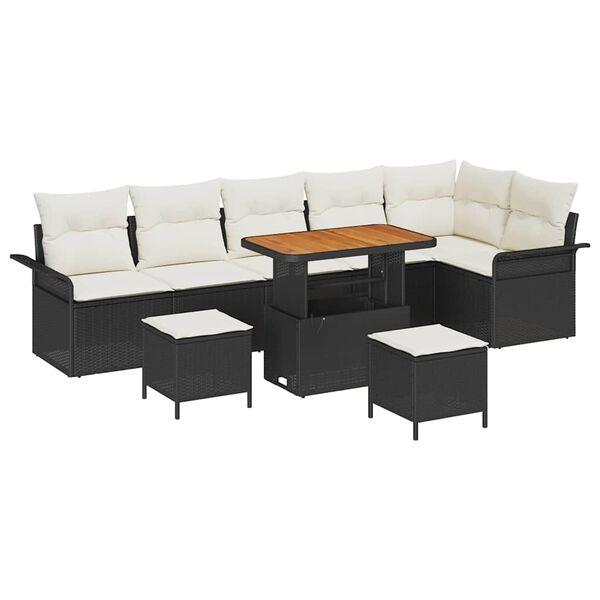 vidaXL Tuin Sofa Set met kussen met opslag 9 pcs Zwart en Cr&egrave;me
