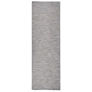 vidaXL Buitenkleed platgeweven 80x250 cm bruin en blauw