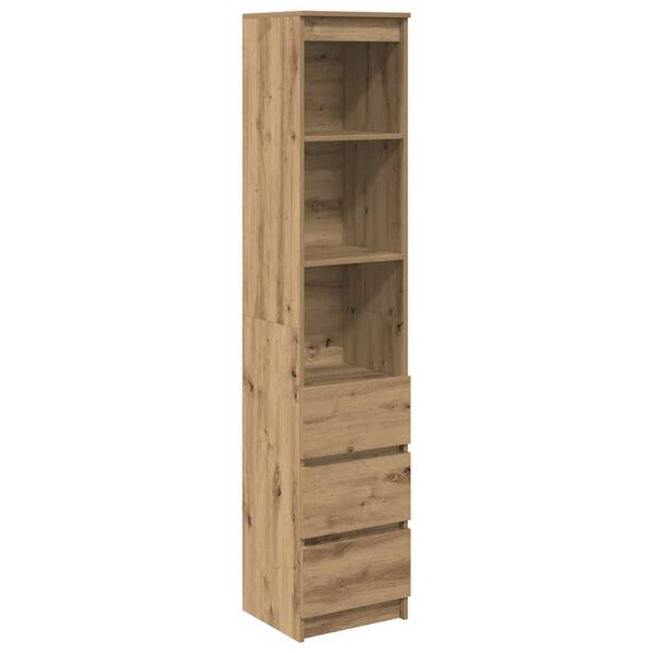 vidaXL Hoge kast 37,5x35x180 cm bewerkt hout artisanaal eikenkleur