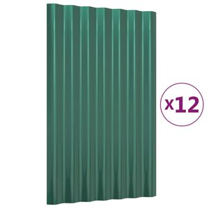 vidaXL Dakpanelen 12 st 60x36 cm gegalvaniseerd staal groen