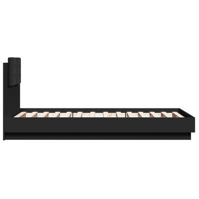 vidaXL Bedframe met hoofdbord en LED-verlichting zwart 90x190 cm