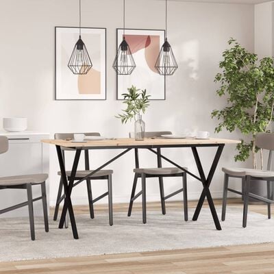 vidaXL Eettafel X-frame 140x80x75 cm massief grenenhout en gietijzer