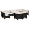 vidaXL 9-delige Loungeset met kussens poly rattan zwart