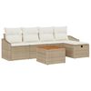 vidaXL Tuin Sofa Set met kussen met opslag 6 pcs Beige Poly riet