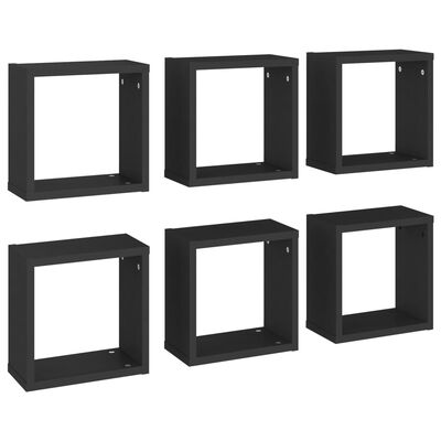 vidaXL Wandschappen kubus 6 st 30x15x30 cm zwart