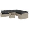vidaXL 11-delige Loungeset met kussens poly rattan lichtgrijs