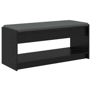 vidaXL Halbank met kussen met plank Zwarte Eik 103 x 38 x 45 cm
