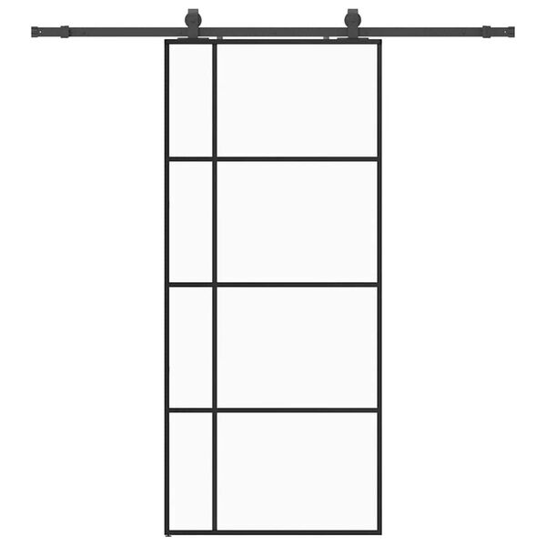 vidaXL Schuifdeur met beslagset 90x205 cm ESG glas zwart
