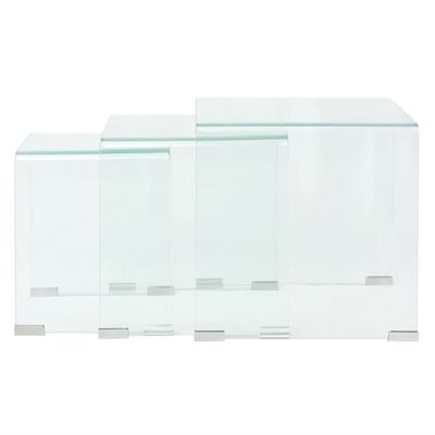 vidaXL Bijzettafel set 3-dlg transparant gehard glas