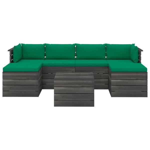 vidaXL 7-delige Loungeset met kussens pallet massief grenenhout