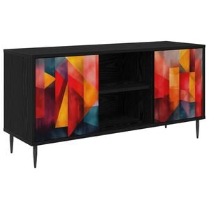 vidaXL Tv-meubel HEESCH 102 x 33 x 51 cm Zwart eiken Bewerkt hout