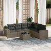 vidaXL 7-delige Loungeset met kussens poly rattan grijs