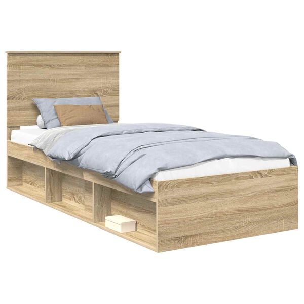 vidaXL Bedframe Sonoma Eiken 75 x 190 cm Massief grenenhout